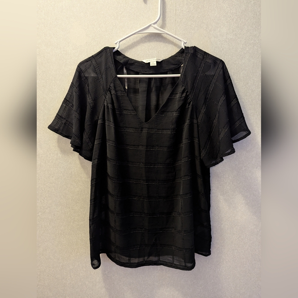 Counterparts Sheer Flutter Sleeve Top